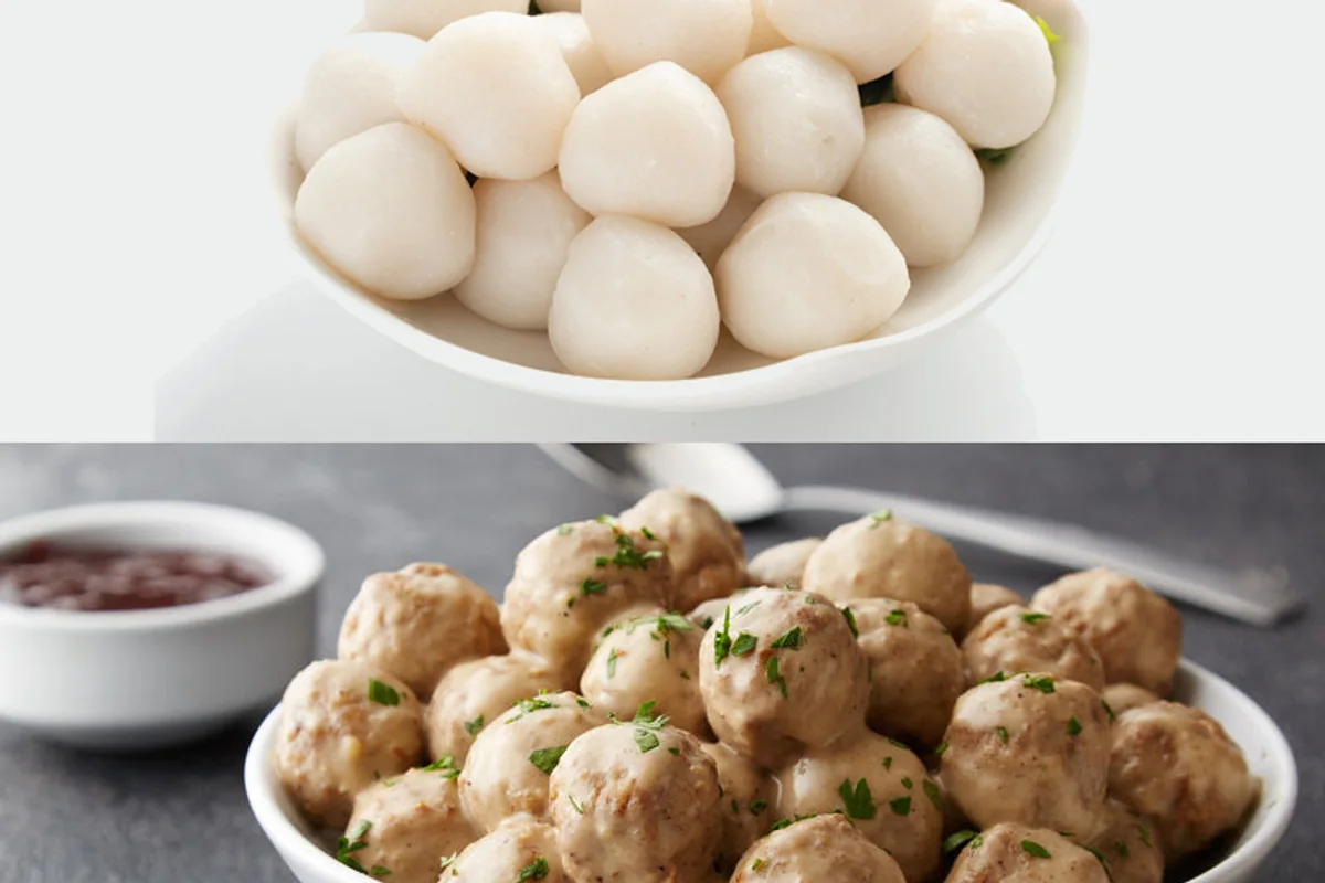 Frozen food ingredients for meatballs, fish balls and fish cakes